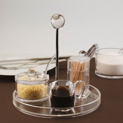 Піднос прозорий з ручкою 18см Цукерниця пластик Піднос фруктівниця Піднос акрил Підставки для фуршету, фото 1