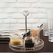 Піднос прозорий з ручкою 18см Цукерниця пластик Піднос фруктівниця Піднос акрил Підставки для фуршету, фото 4