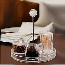 Піднос прозорий з ручкою 18см Цукерниця пластик Піднос фруктівниця Піднос акрил Підставки для фуршету, фото 2