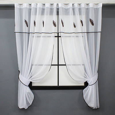 Кухонні штори (280х170см.) з ламбрекеном, на карниз 1-1,5м. Колір білий з венге. Код 084к 59-973