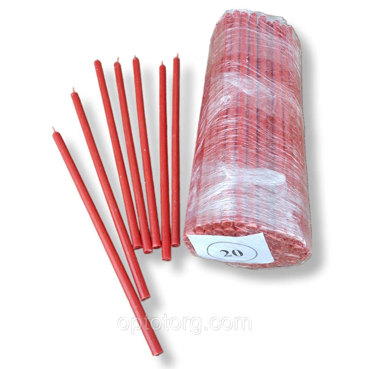 Свічки церковні червоні 10% віск 2 кг 100 шт No20, фото 1