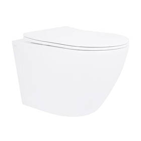 Унітаз підлоговий Qtap Robin безбачковий Ultra Quiet безобідковий безобідковий з сидінням Soft-close WHITE