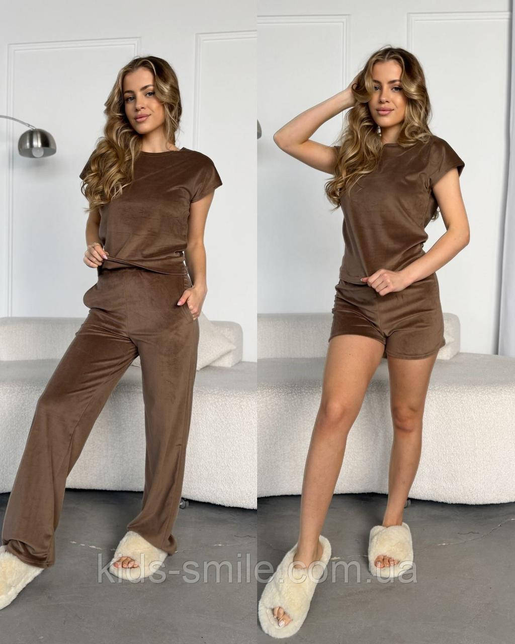 Костюми жіночі домашні ( Розміри: 42-52) "Велюр Тройка", фото 1