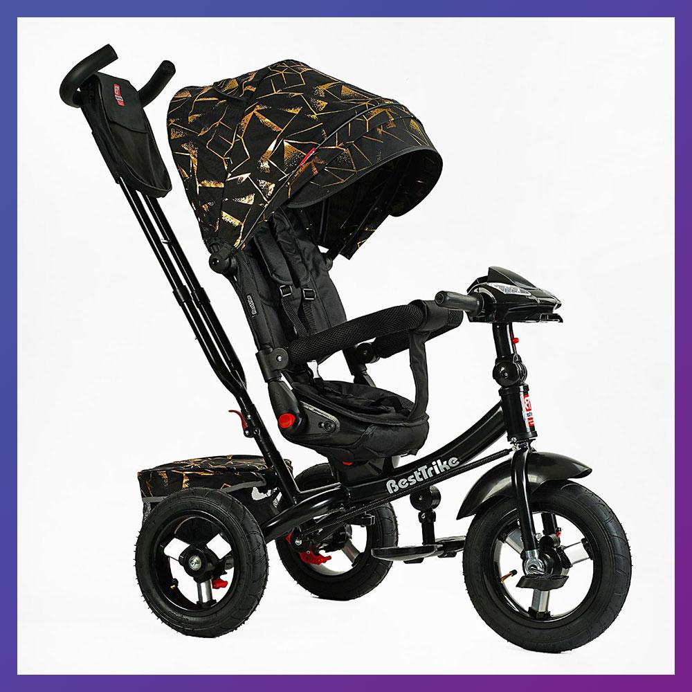 Дитячий триколісний велосипед коляска з пультом і поворотним сидінням Best Trike 6088 F-626-87 Чорний, фото 1