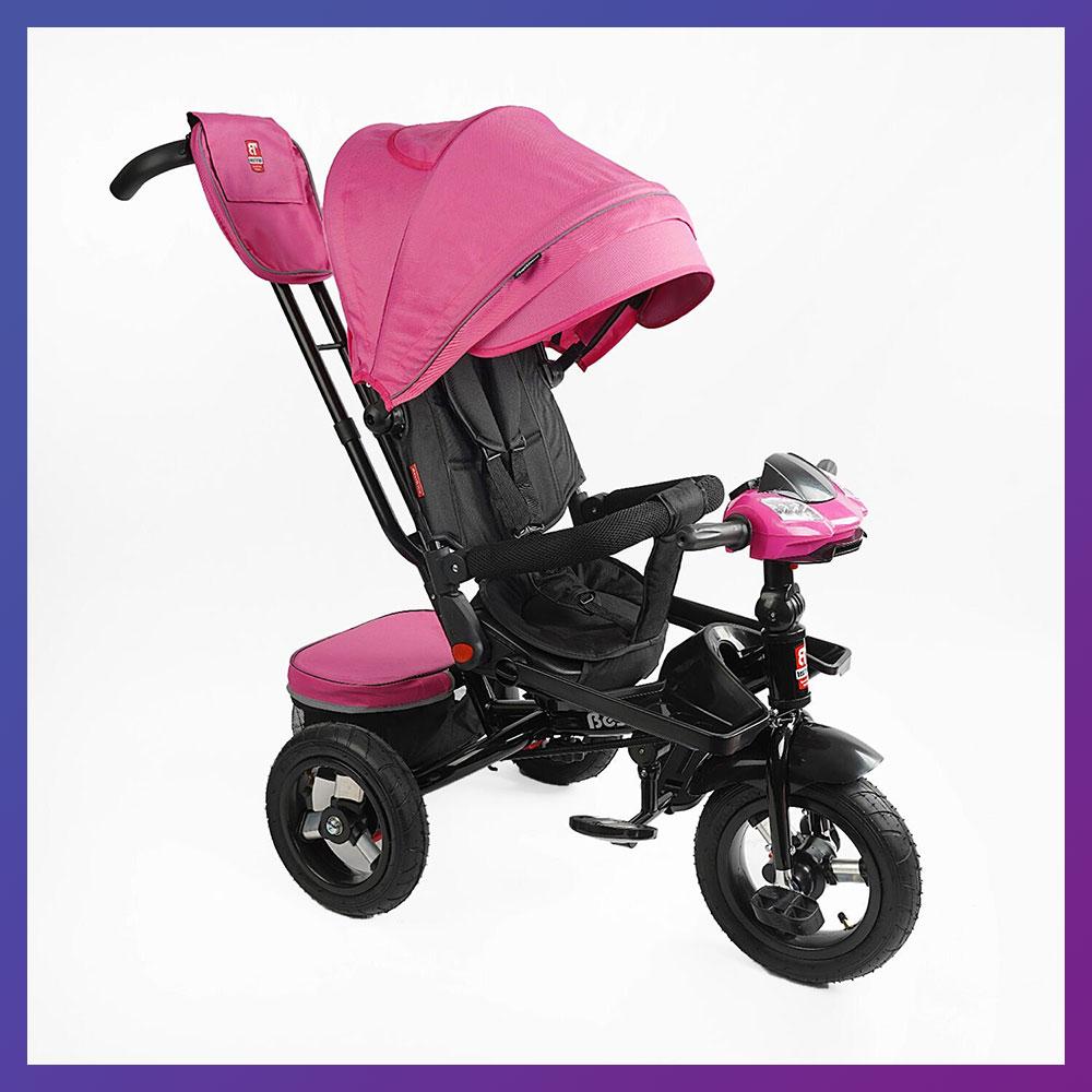 Дитячий триколісний велосипед коляска з пультом і поворотним сидінням Best Trike 6088 F-701-16 Рожевий, фото 1
