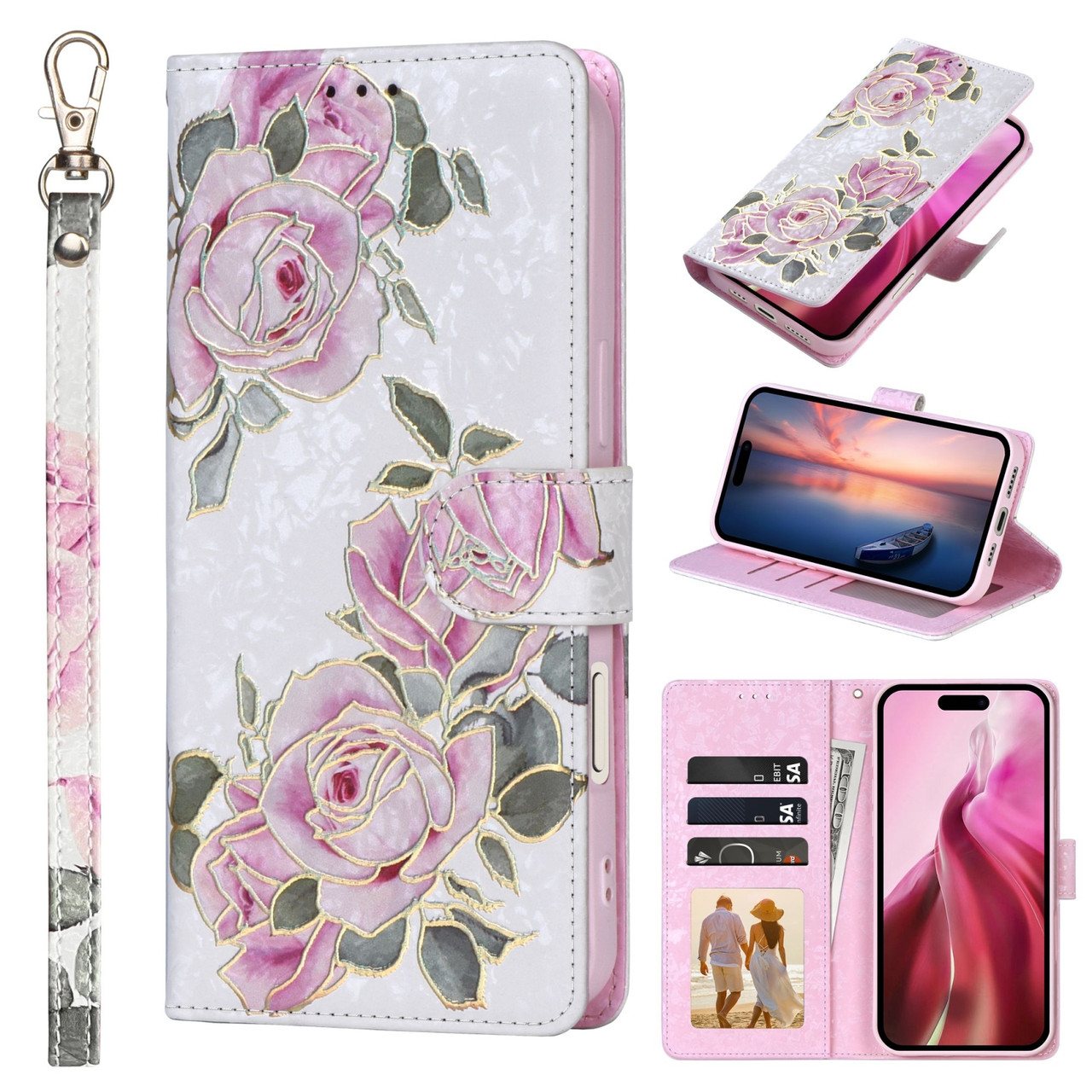 Чохол-книжка Color Book Leather для Apple iPhone 14 Plus Rose Flowers, фото 1