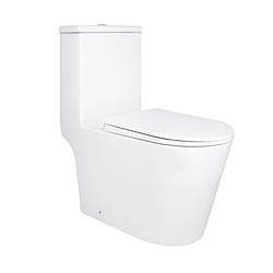 Унітаз-моноблок підлоговий Qtap Kolibri Ultra Quiet безобідковий з сидінням Soft-close WHITE QT10226380W