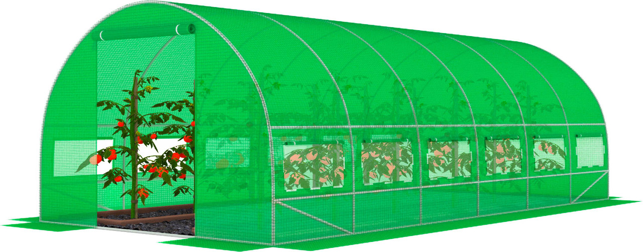 Міцна теплиця FunFit Garden 18м² (600x300x200 см, зелена)