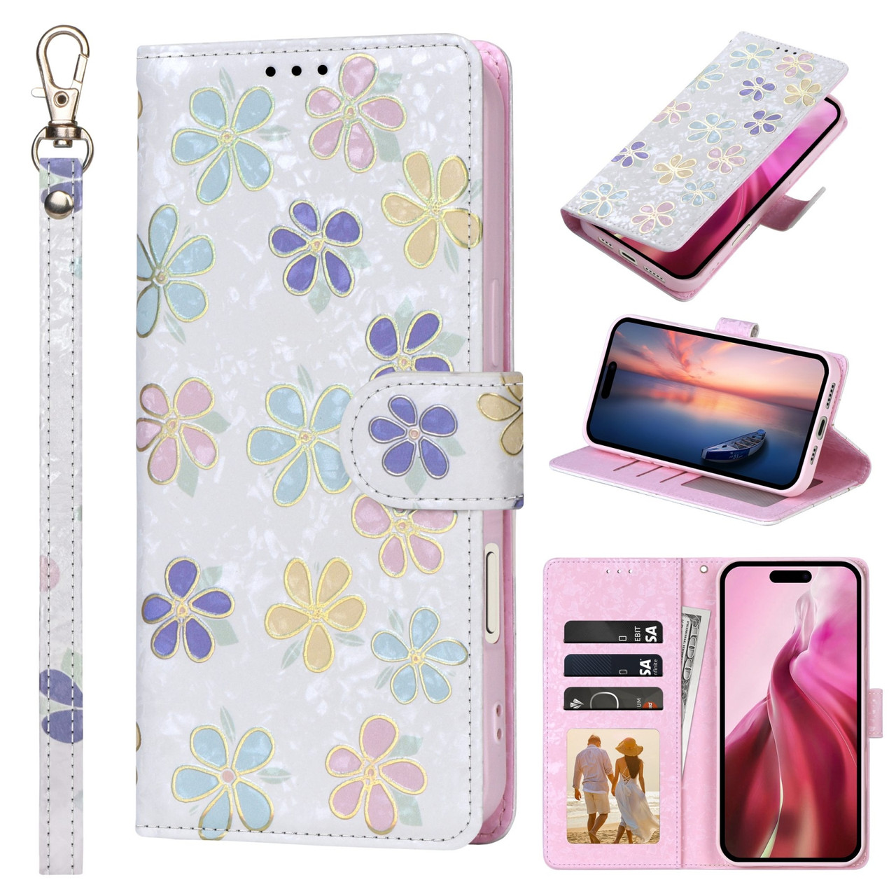 Чохол-книжка Color Book Leather для Apple iPhone 14 Blossoming Flowers, фото 1