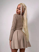 Трикотажна жіноча міні сукня з корсетною вставкою з мережива та пишною спідницею Smb9297, фото 4