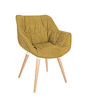 Стілець обідній Vensan wood бук 1.007 white тканина soro-40 жовта (Новий Стиль ТМ)