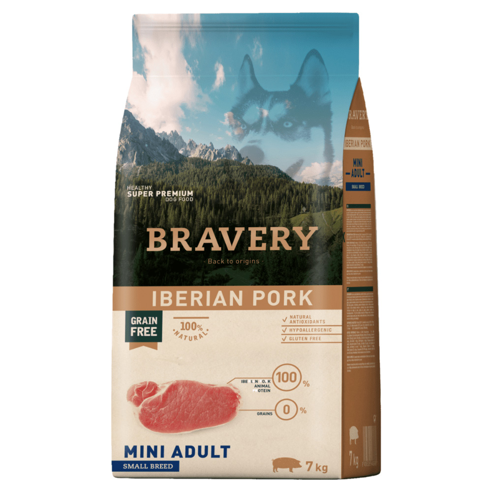 Сухий корм для собак дрібних порід з іберійською свининою BRAVERY Iberian Pork Mini Adult 7kg