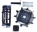 Колеса металеві з ґрунтозачепами та півосями - набір Husqvarna, 380mm*125mm (під вісь 24мм шестигранник)