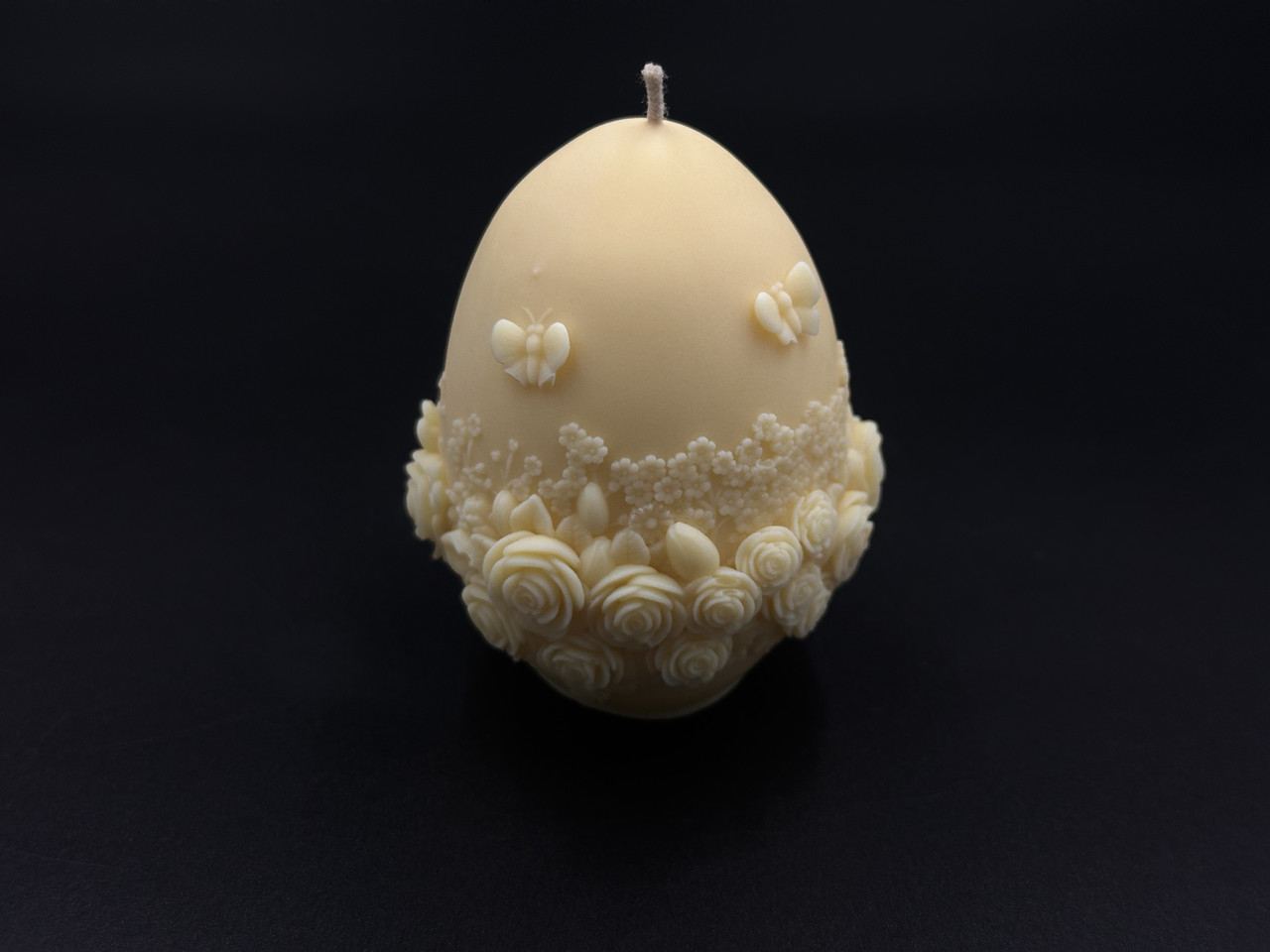 Свічка соєва "Happy Easter "писанка з квітами 8 см 100 грам. Колір жовтий.