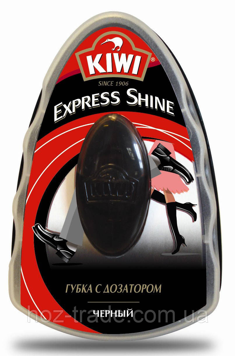 Губка для взуття KIWI Express Shine Чорна з дозатором 6 мл.
