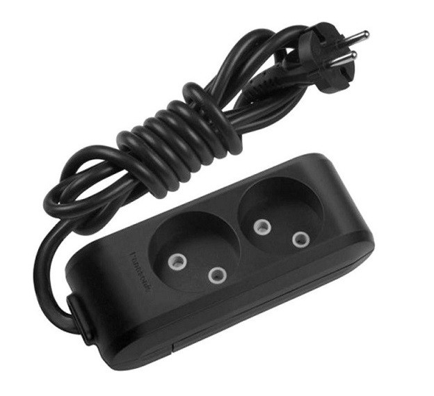 Подовжувач 2 гнізда 3 м без заземлення Panasonic X-tendia чорний, фото 1