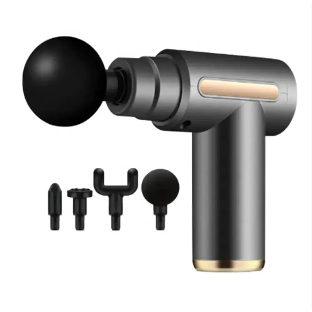 Масажер м'язовий ручний Massage Gun Акумуляторний перкусійний Масажний 4 насадки для рук ніг шиї, фото 1