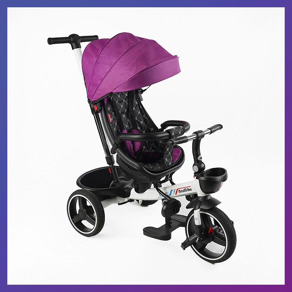 Дитячий триколісний велосипед-коляска Best Trike Oscar 6390 / 17-502 з батьківською ручкою Фіолетовий