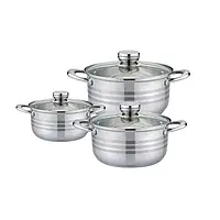 Набір каструль Rainberg RB-604 6 предметів, набір кухонного нержавіючого посуду з кришками