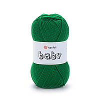 Yarnart BABY (Бейбі) № 338 зелений (Пряжа дитяча, нитки для в'язання)