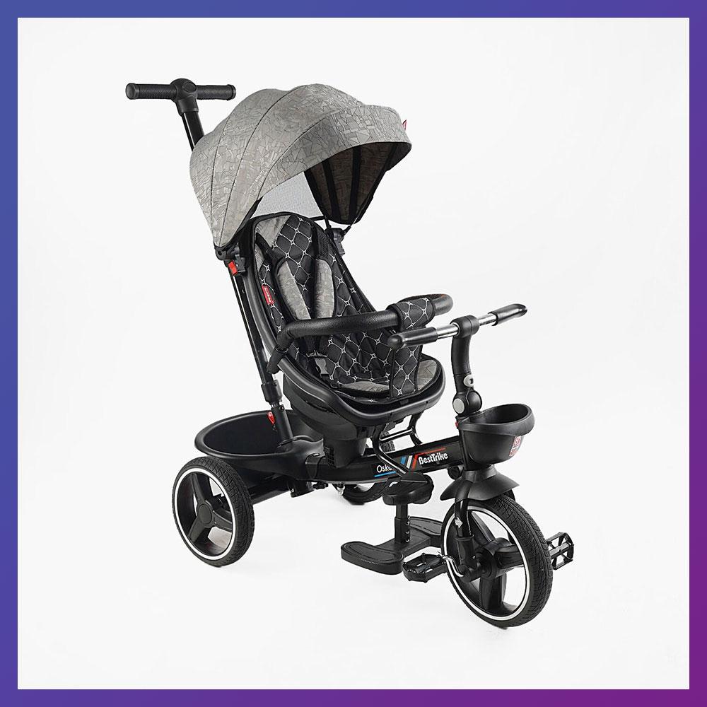 Дитячий триколісний велосипед-коляска Best Trike Oscar 6390 / 18-698 з батьківською ручкою Сірий