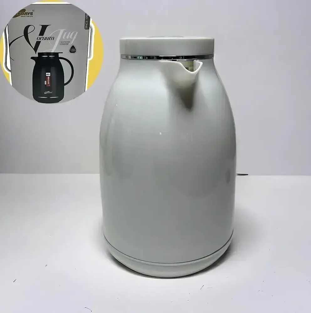 Термос-глечик 1.5л пластиковий корпус зі скляною колбою 29150 Сірий, фото 1