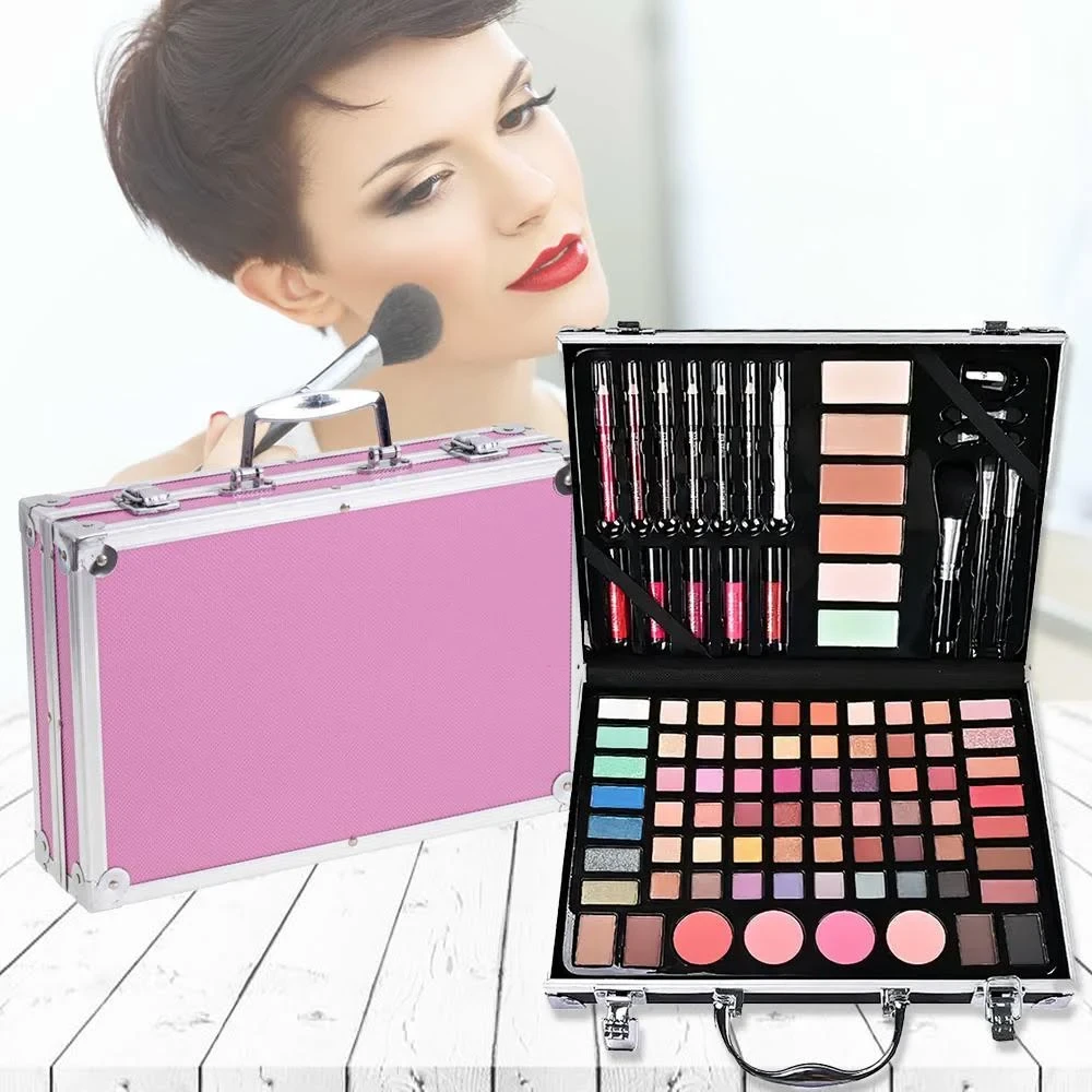 Повний набір косметики в кейсі, 30х21х6, 5см, Рожевий. Б'юті кейс з косметикою / Косметичний набір