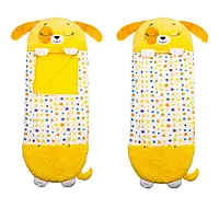 Дитячий спальний мішок на блискавці 3 в 1 вбудована подушка 130 см цуценя жовте Baby sleeping bag Size S