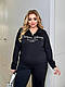 Жіночий прогулянковий весняний костюм батал кофта батнік і штани джоггери великого розміру двонитка люкс, фото 3