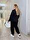 Жіночий прогулянковий весняний костюм батал кофта батнік і штани джоггери великого розміру двонитка люкс, фото 5