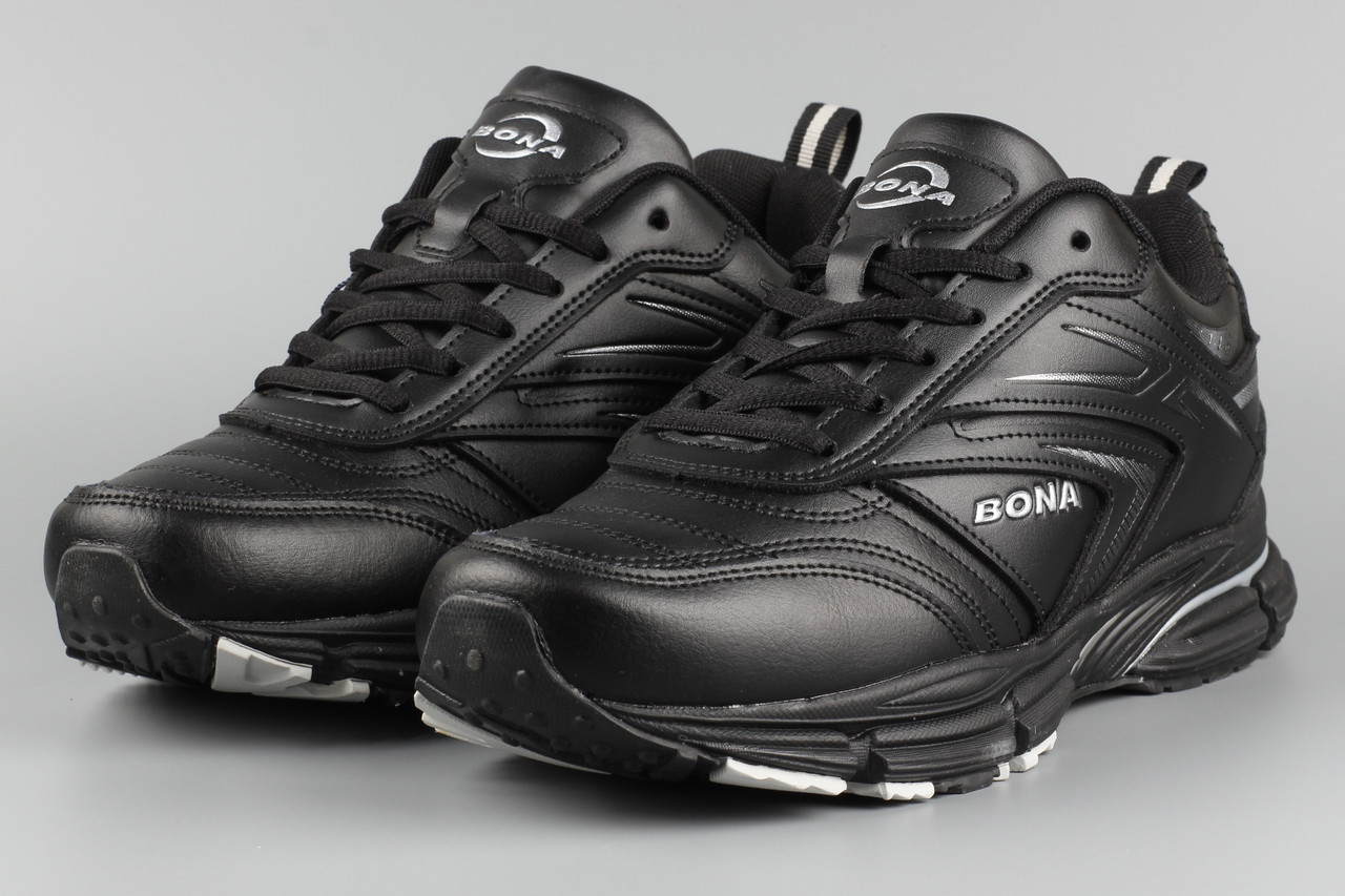 Кросівки унісекс жіночі шкіряні чорні Bona 952C-2 Бона Розміри 37 38 39 40 41