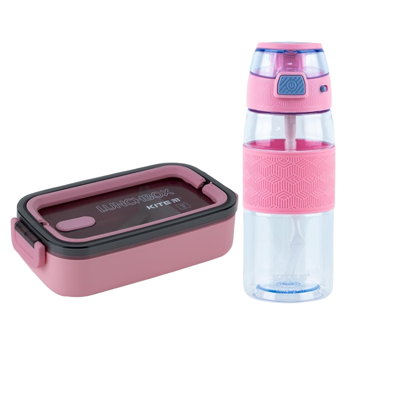 Набір Kite Пляшка для води K24-1201-3, 600 мл+ Ланчбокс з наповненням K23-182-3, 700 мл, фото 1