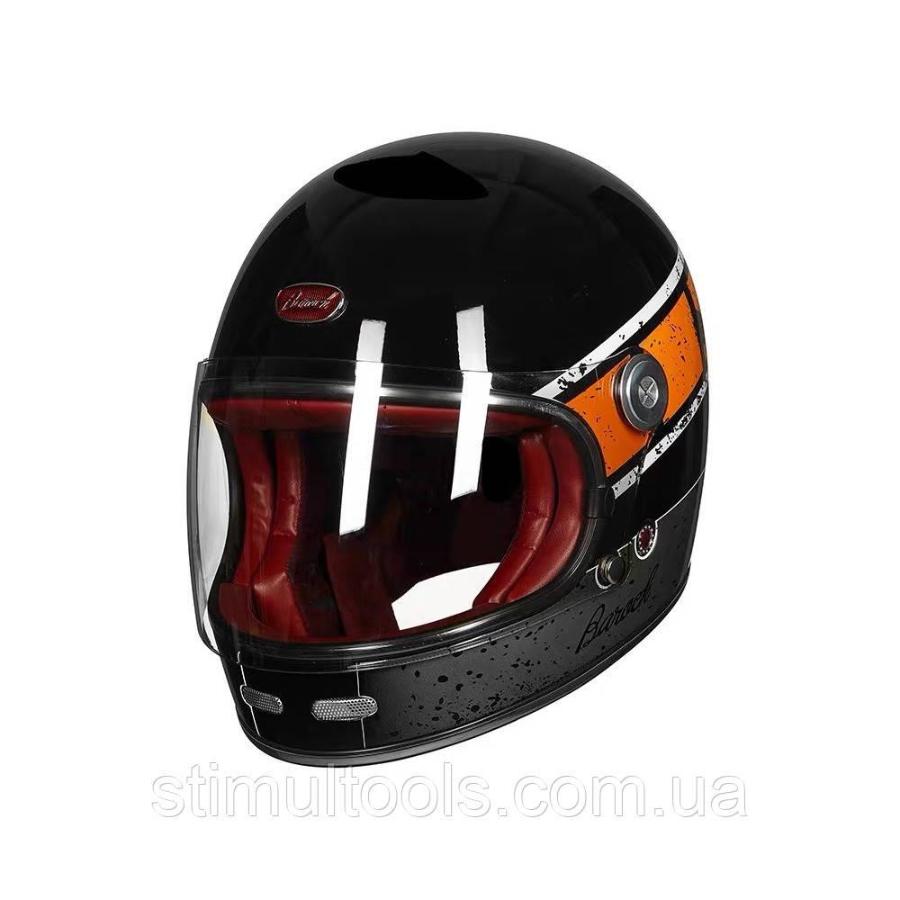 Мотошолом інтеграл Beon B-510 FIBER graffiti SHINY BLACK/ORANGE (глянець чорний/жовтогарячий), розмір XL, фото 1