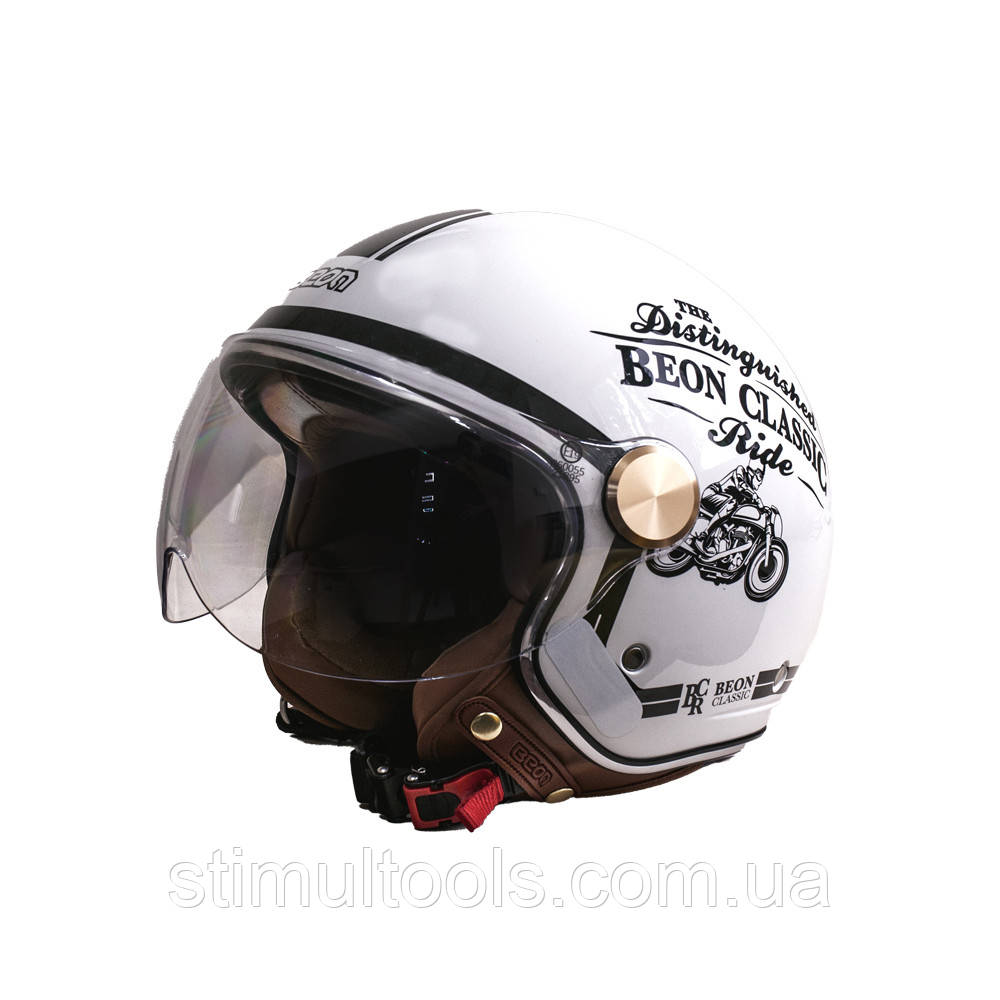 Мотошолом відкритий Beon B-120 202 SHINY LIGHT GREY (глянець світло-сірий), розмір XL, фото 1