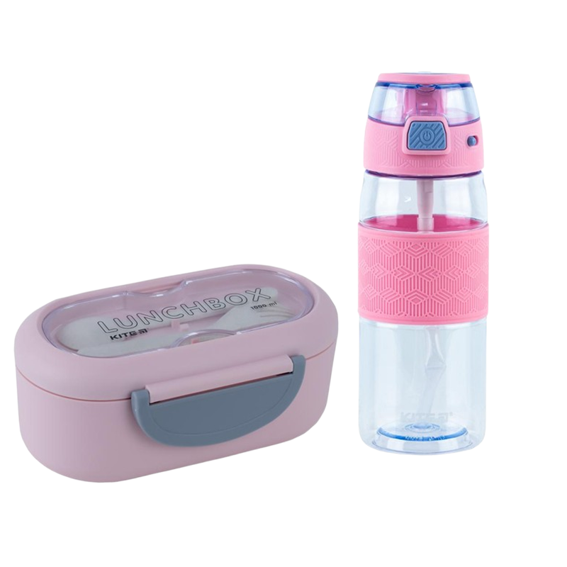 Набір Kite Пляшка для води K24-1201-3, 600 мл+ Ланчбокс з наповненням K23-182-3, 700 мл, фото 1