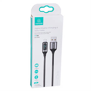 Кабель USB US-SJ543 U78 (USAMS) Lightning Digital Display Charging & Data Cable (USAMS) 1.2м черный, фото 1