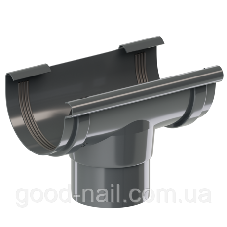 Лійка прохідна круглої пластикової водостічної системи KROP 130\90мм, фото 1