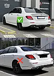 Задний диффузор с насадками Black (для AMG/AMG-Line, Дизайн E63 2016-2020) для Mercedes E-сlass W213, фото 3