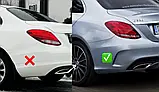 Задний диффузор с насадками (Дизайн C43) для Mercedes C-сlass W205 2014-2021 гг, фото 4