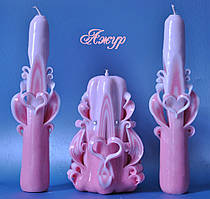 Набір весільних різальних свічок. Весільні свічки рожеві