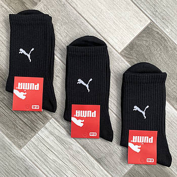 Шкарпетки чоловічі демісезонні бавовна високі Puma, Туреччина, розмір 41-45, чорні, 11612