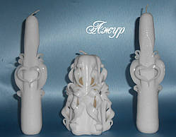 Набір весільних різальних свічок. Весільні свічки ручної роботи білі.