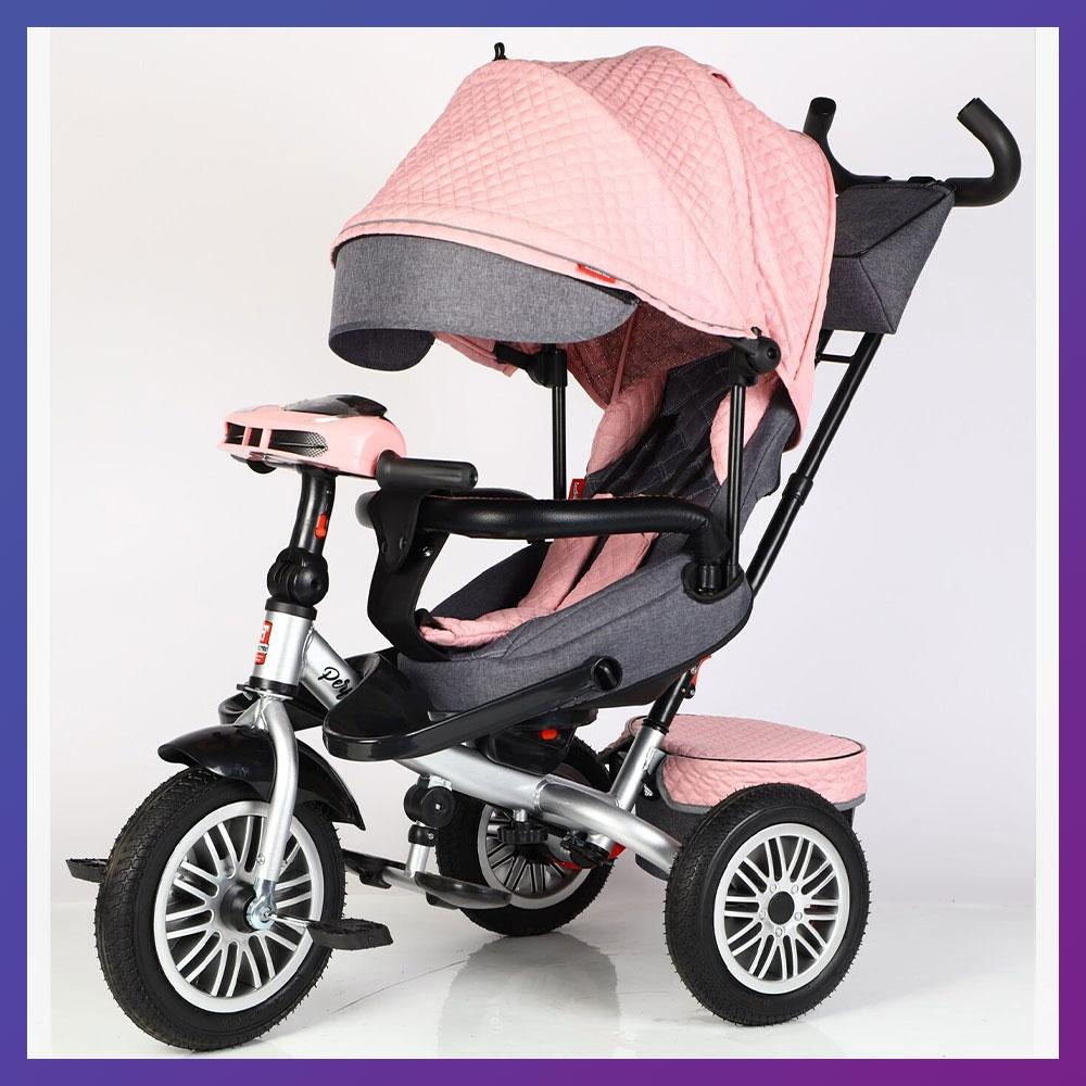 Дитячий триколісний велосипед — коляска Best Trike Perfetto 8066 / 745-60 з батьківською ручкою Рожевий