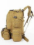 Рюкзак тактичний з підсумками 55 л \ койот, фото 3