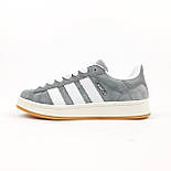 Жіночі кросівки Adidas Campus весна-осінь замшеві повсякденні (сірі). Живе фото. Адідас кампус, фото 6