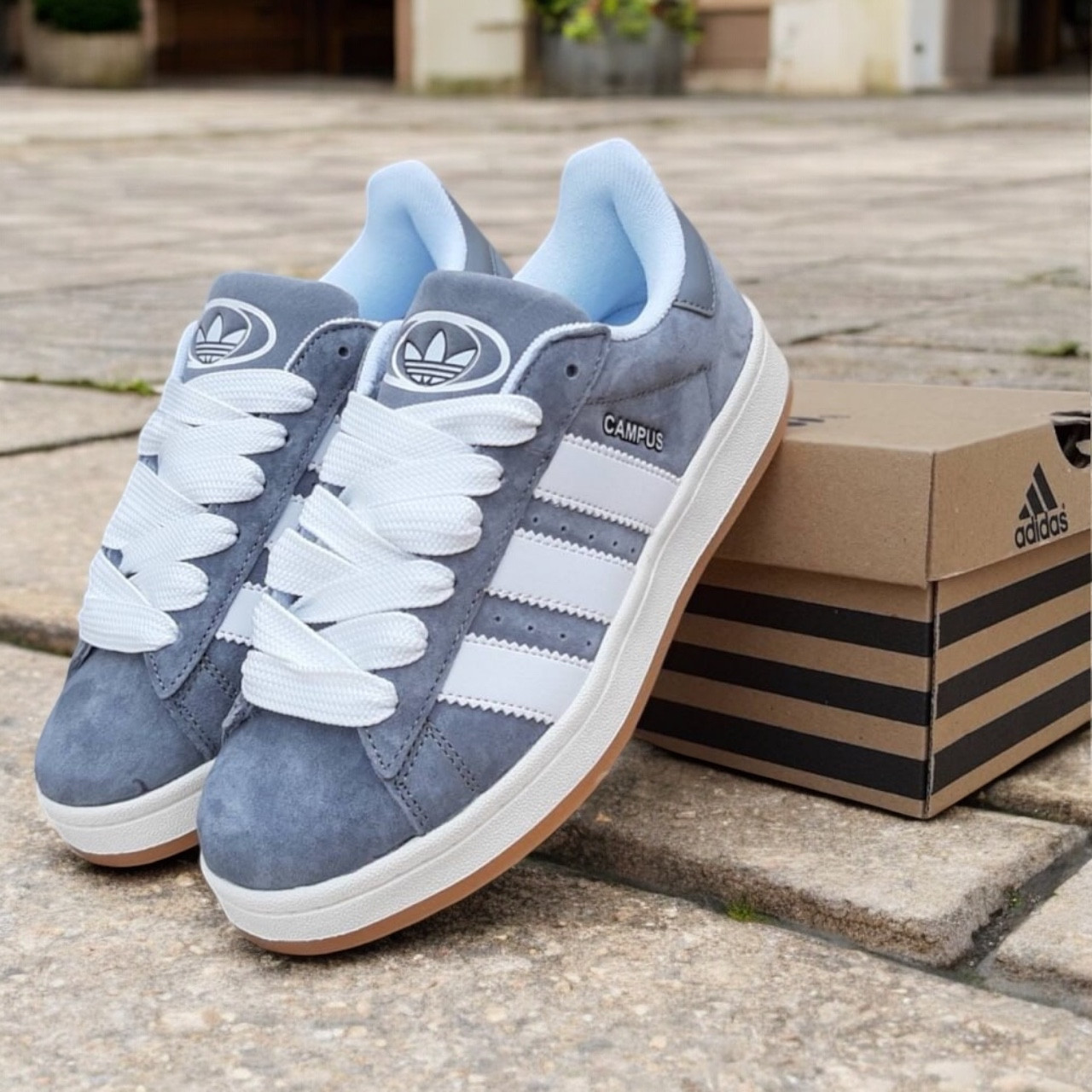 Жіночі кросівки Adidas Campus весна-осінь замшеві повсякденні (сірі). Живе фото. Адідас кампус