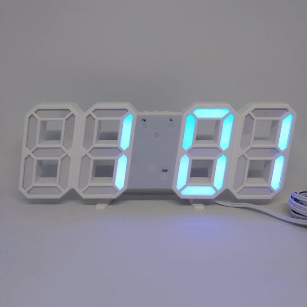 Годинник настільний LY-1089 з білим підсвічуванням LED синій, Годинник настільний професійний електронний, фото 1