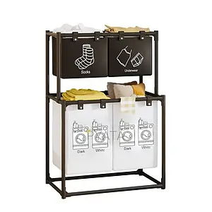 Компактний кошик для зберігання брудного одягу двоярусний 97x28x57 см