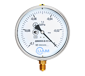 Вакуумметр вібростійкий ДВ8008-В-У2 и2 (діаметр 160)