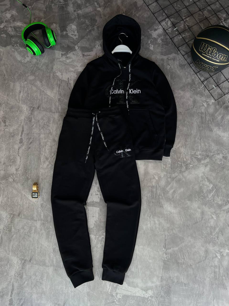 Костюм чоловічий чорний весна-осінь повсякденний з капюшоном Calvin Klein CK (15820)